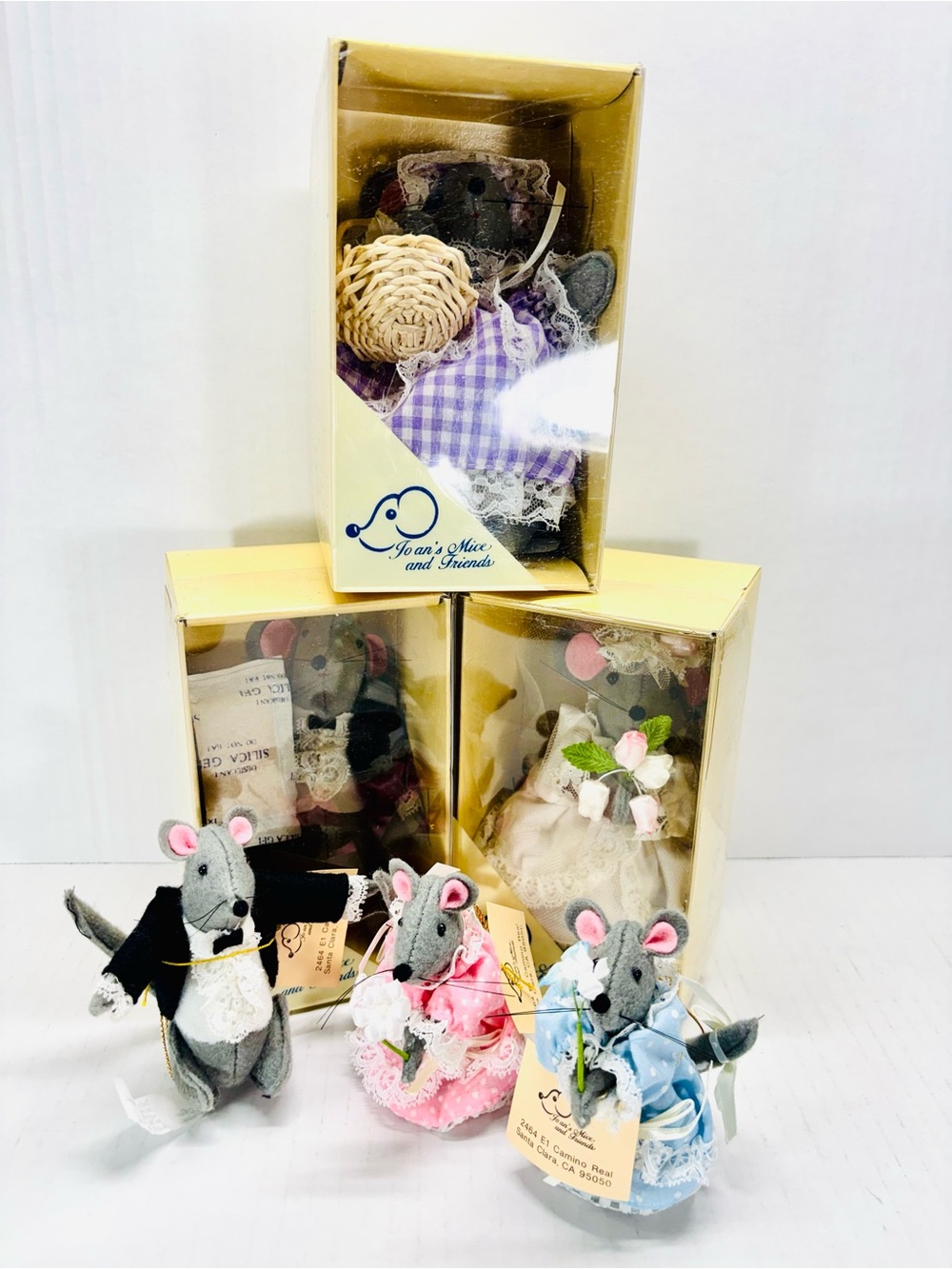 Jo An’s Mice And Friends Mouse Wedding Party Plush Felt Doll Animals 1970’s 6”